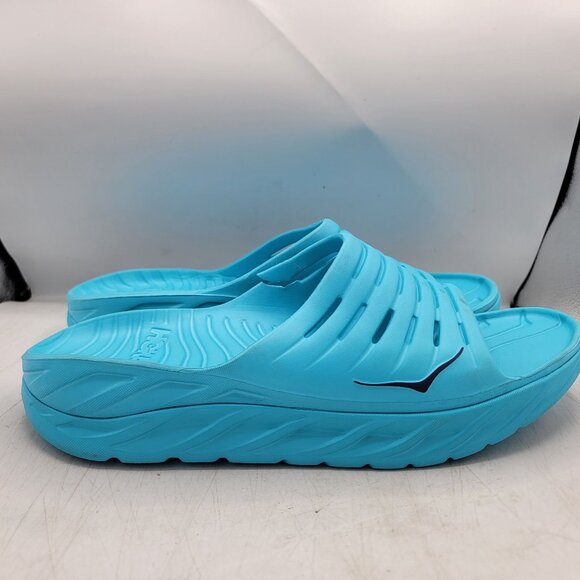 Hoka One One Mens Size 14 Aqua Blue Recovery Slide Sandals Lightweight Cushioned - Picture 9 of 12
